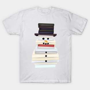 Christmas snowman made of books T-Shirt